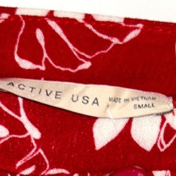 NWT Active USA 2 Piece Set Top & Skirt- Red with White floral- Size Small - Picture 8 of 11